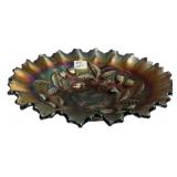 Carnival Glass Ruffled Edge Bowl
