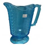 Blue Pressed Glass Pitcher Daisy Button