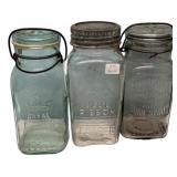 3 Antique Embossed Glass Jars Lot