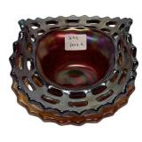 Carnival Glass Open Lace Edge Bowl