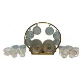 Glass Cup & Saucer Set w/ Gold Stand