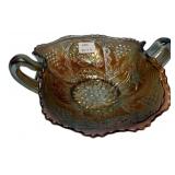 Carnival Glass Two-Handled Bowl