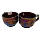 Carnival Glass Grape Pattern Cups Pair