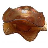 Marigold Carnival Glass Ruffled Bowls