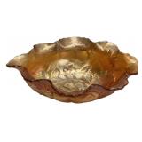 Marigold Carnival Glass Ruffled Bowl
