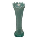 Green Opalescent Glass Swung Vase