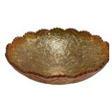 Amber Carnival Glass Bowl Floral