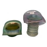 Art Glass Iridescent Bowl & Vase Pair