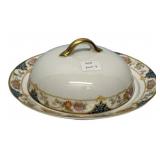 Porcelain Covered Butter Dish Floral