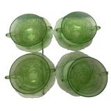 Green Depression Glass Cups & Saucers