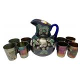 Victorian Enameled Glass Pitcher Set