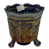 Carnival Glass Grape Pattern Footed Bowl