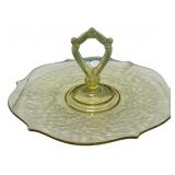 Yellow Depression Glass Center Handle Tray