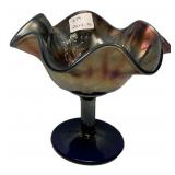 Carnival Glass Ruffled Edge Compote