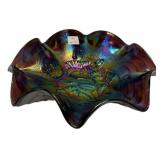 Carnival Glass Ruffled Edge Bowl