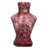 Pink Spatter Art Glass Torso Vase