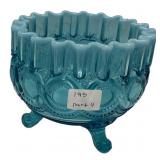 Blue Opalescent Glass Footed Bowl