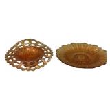 Marigold Carnival Glass Bowl & Plate Set