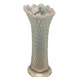 White Opalescent Diamond Pattern Vase