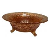 Marigold Carnival Glass Footed Bowl