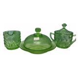 Green Depression Glass 3-Piece Set