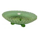 Green Opalescent Footed Glass Bowl