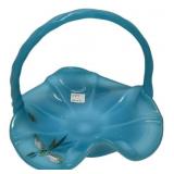 Fenton Blue Glass Basket w/ Butterfly