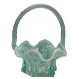 Fenton Blue Opalescent Glass Basket