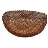 Pink Diamond Point Pressed Glass Bowl