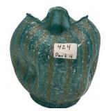 Teal Art Glass Vase with Gold Flecks