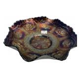 Carnival Glass Ruffled Bowl Floral
