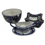 Blue & White Ceramic Serving Set 5pc