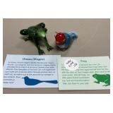 Art Glass Frog & Magpie Figurines