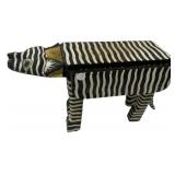 African Carved Wood Crocodile Box