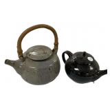 Pair of Handmade Stoneware Teapots