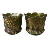 Carnival Glass Grape & Cable Spooners