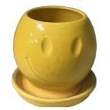 Yellow Smiley Face Ceramic Planter