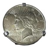 1928 Peace Silver Dollar in Bezel Mount