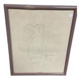 23"h., 18"w 1980s Femme vue de Dos"Etching Repr