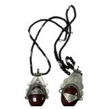 Tuareg Silver & Carnelian Pendant Pair