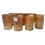 Carnival Glass Water Lily Tumblers Set