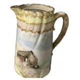 DC France Hand-Painted Porcelain Pitcher Gold Trim