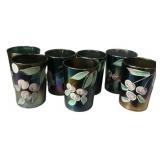 Carnival Glass Tumblers Hand Painted x7