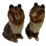Ceramic Collie Dog Figurines Pair