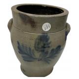 Salt Glazed Stoneware Crock Blue Decor