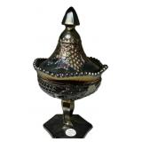 Carnival Glass Covered Compote Grape