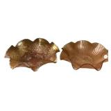 Marigold Carnival Glass Ruffled Bowls