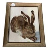 12"h., 10"w Signed Lynn Rabbit Painting