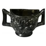 Black Amethyst Glass Double Handle Vase