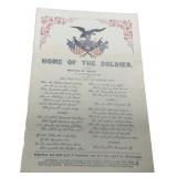 Civil War Song Sheet Home of Soldier